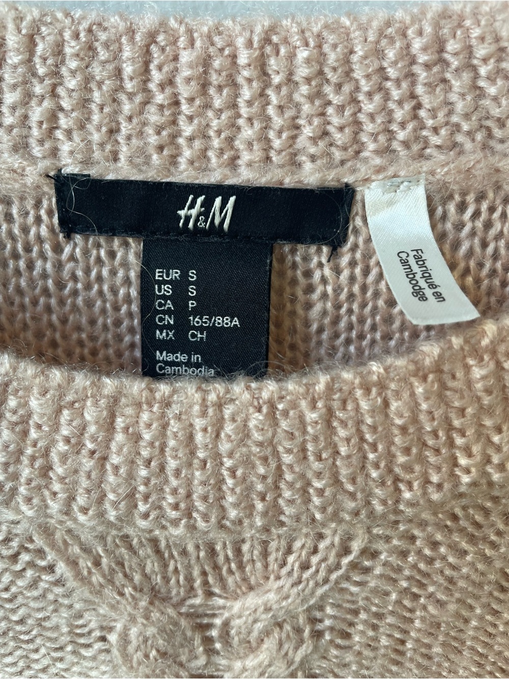 H&M Pale Pink Mohair Blend Cable Knit Sweater - Size S - Picture 4 of 10
